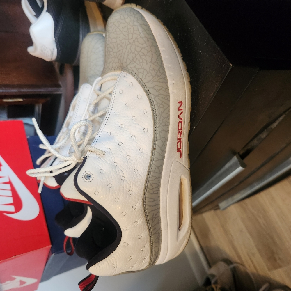 Jordan White and Gray Sneakers Sleek Modern Design